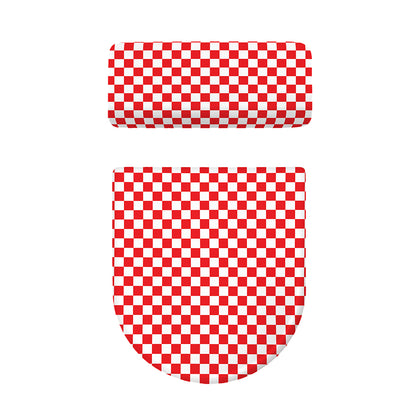 Red And White Checkered Pattern Print Toilet Lid And Tank Cover Set