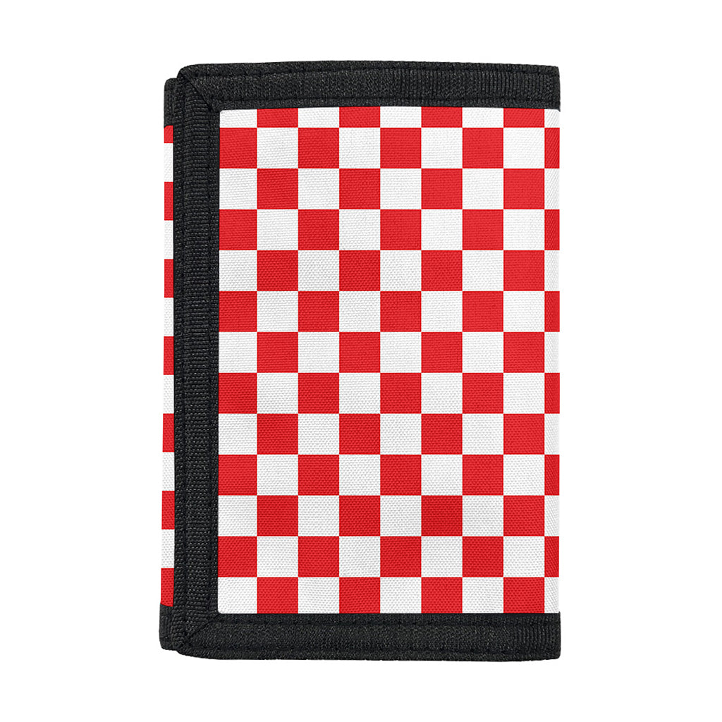 Red And White Checkered Pattern Print Trifold Wallet