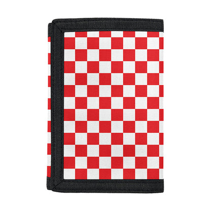 Red And White Checkered Pattern Print Trifold Wallet