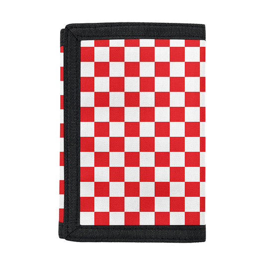 Red And White Checkered Pattern Print Trifold Wallet