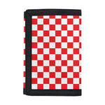 Red And White Checkered Pattern Print Trifold Wallet