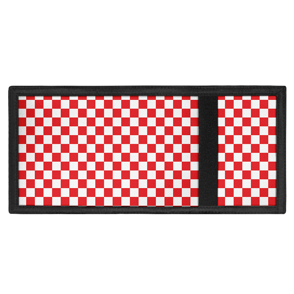 Red And White Checkered Pattern Print Trifold Wallet