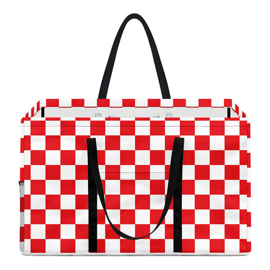 Red And White Checkered Pattern Print Utility Tote Bag