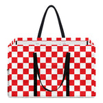 Red And White Checkered Pattern Print Utility Tote Bag