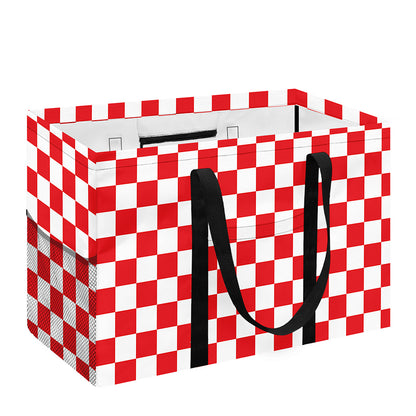 Red And White Checkered Pattern Print Utility Tote Bag