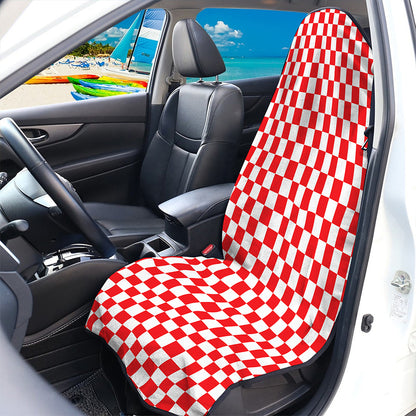 Red And White Checkered Pattern Print Waterproof Car Seat Cover