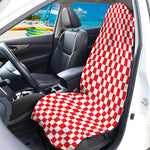 Red And White Checkered Pattern Print Waterproof Car Seat Cover