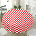 Red And White Checkered Pattern Print Waterproof Round Tablecloth