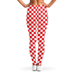 Red And White Checkered Pattern Print Women's Leggings