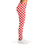 Red And White Checkered Pattern Print Women's Leggings