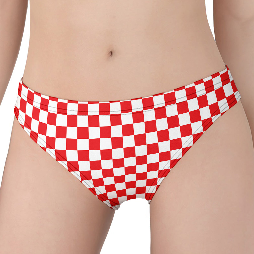 Red And White Checkered Pattern Print Women's Panties