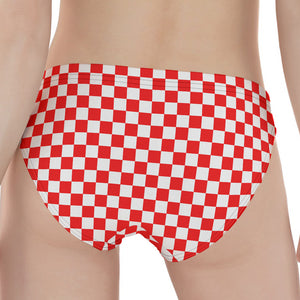 Red And White Checkered Pattern Print Women's Panties