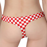 Red And White Checkered Pattern Print Women's Thong