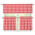 Red And White Chevron Pattern Print 3 Piece Kitchen Curtains