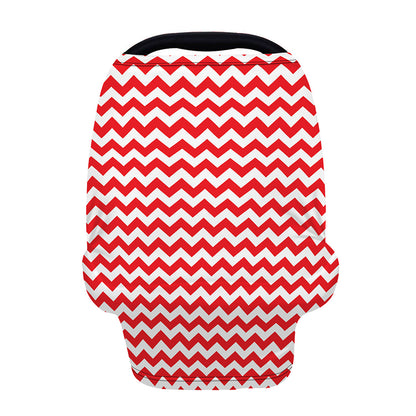 Red And White Chevron Pattern Print Baby Seat Cover
