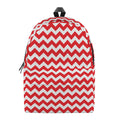 Red And White Chevron Pattern Print School Backpack