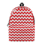 Red And White Chevron Pattern Print Backpack