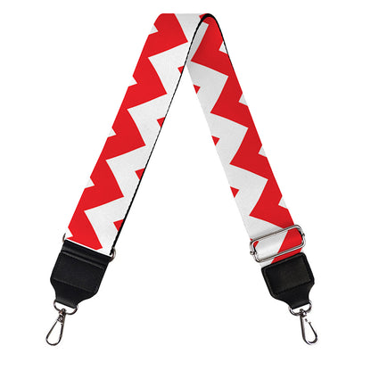 Red And White Chevron Pattern Print Bag Strap