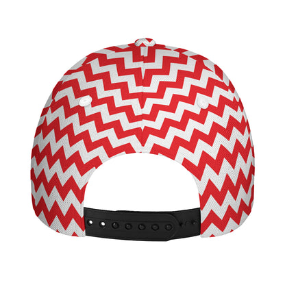 Red And White Chevron Pattern Print Baseball Cap