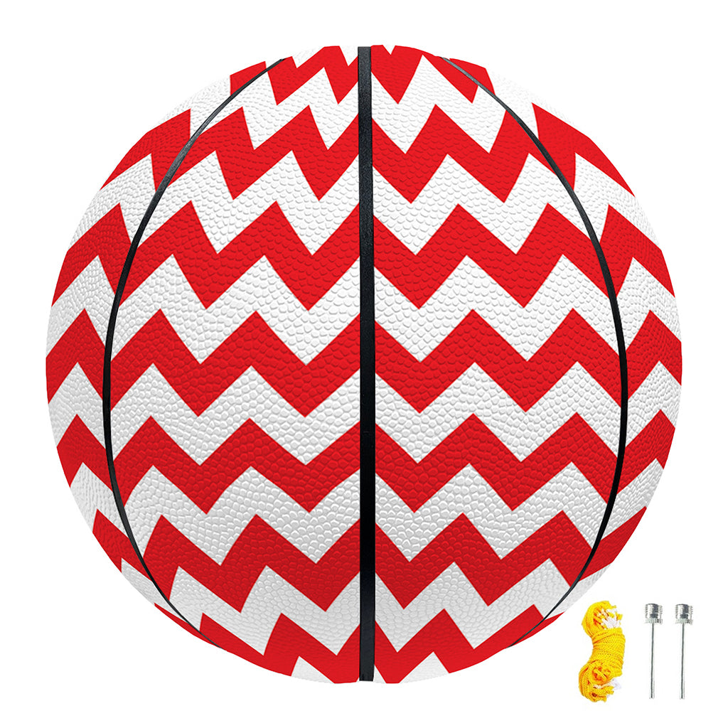 Red And White Chevron Pattern Print Basketball