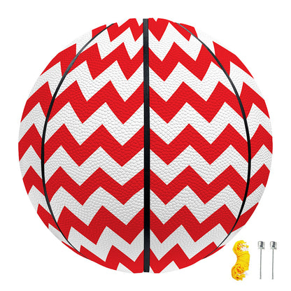 Red And White Chevron Pattern Print Basketball