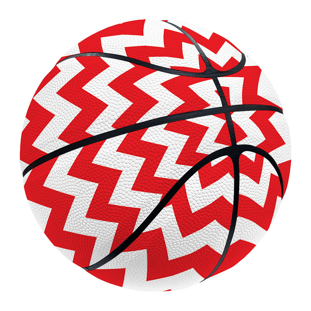 Red And White Chevron Pattern Print Basketball
