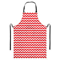 Red And White Chevron Pattern Print Bib Apron With Pocket