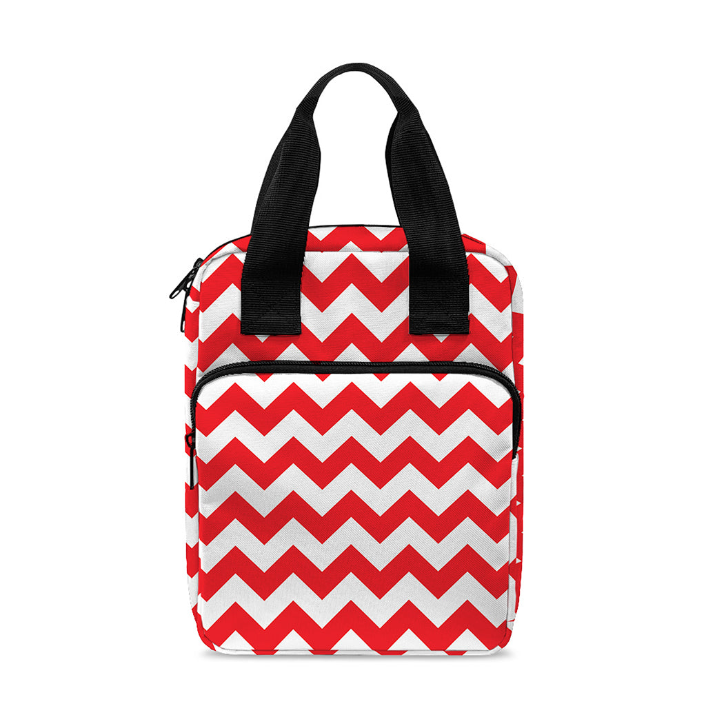 Red And White Chevron Pattern Print Bible Tote Bag