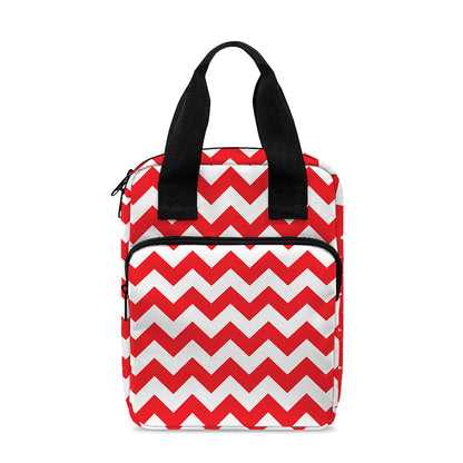 Red And White Chevron Pattern Print Bible Tote Bag