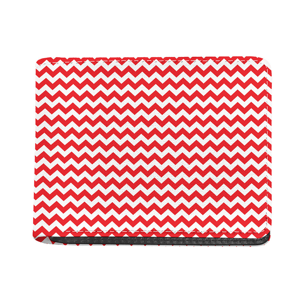 Red And White Chevron Pattern Print Bifold Wallet