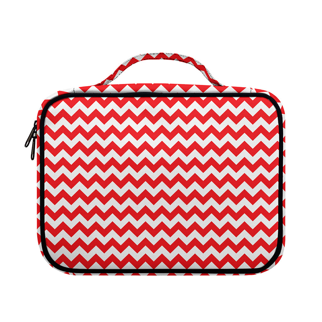Red And White Chevron Pattern Print Briefcase Bible Bag