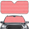 Red And White Chevron Pattern Print Car Windshield Sun Shade