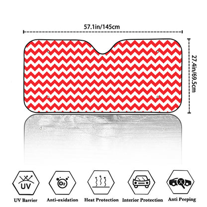 Red And White Chevron Pattern Print Car Windshield Sun Shade