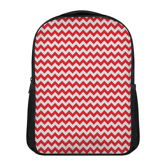 Red And White Chevron Pattern Print Casual Backpack