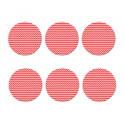 Red And White Chevron Pattern Print Coaster Set