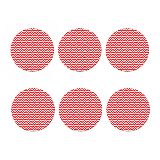 Red And White Chevron Pattern Print Coaster Set