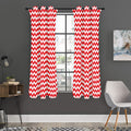 Red And White Chevron Pattern Print Grommet Curtain Panels