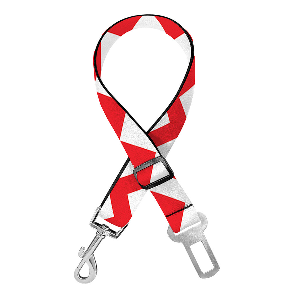 Red And White Chevron Pattern Print Dog Seat Belt