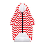 Red And White Chevron Pattern Print Dog Zip Up Hoodie