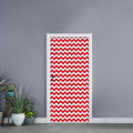 Red And White Chevron Pattern Print Door Sticker
