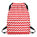 Red And White Chevron Pattern Print Drawstring Backpack