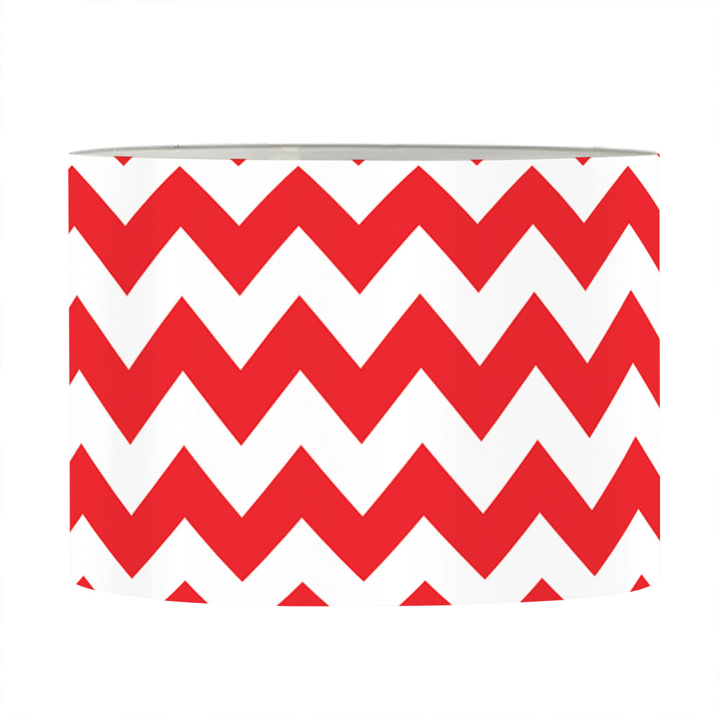 Red And White Chevron Pattern Print Drum Lamp Shade