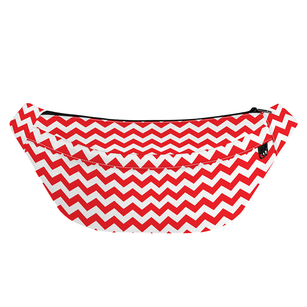 Red And White Chevron Pattern Print Fanny Pack