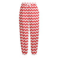 Red And White Chevron Pattern Print Fleece Lined Knit Pants