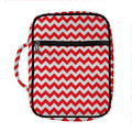 Red And White Chevron Pattern Print Front Pocket Bible Bag