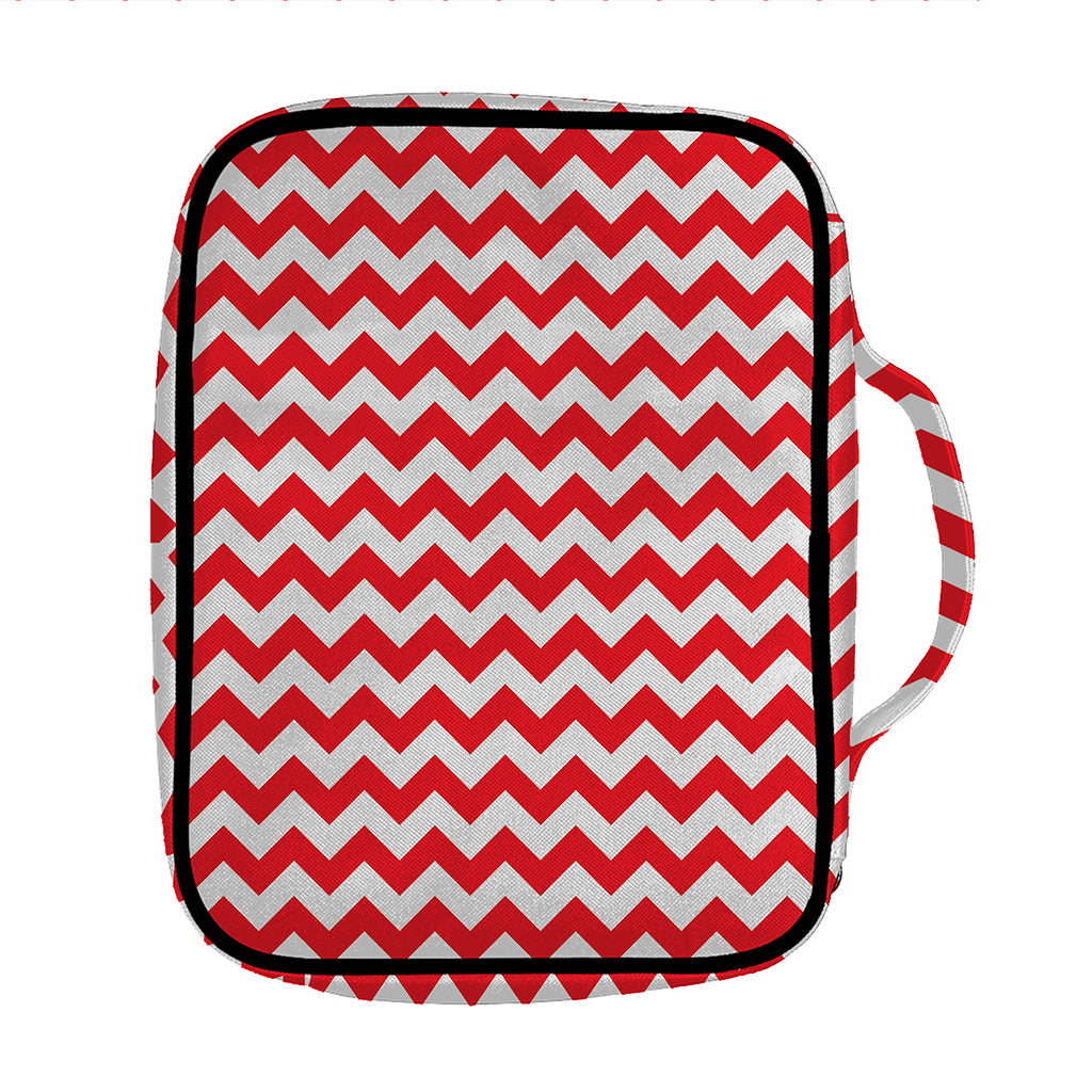 Red And White Chevron Pattern Print Front Pocket Bible Bag