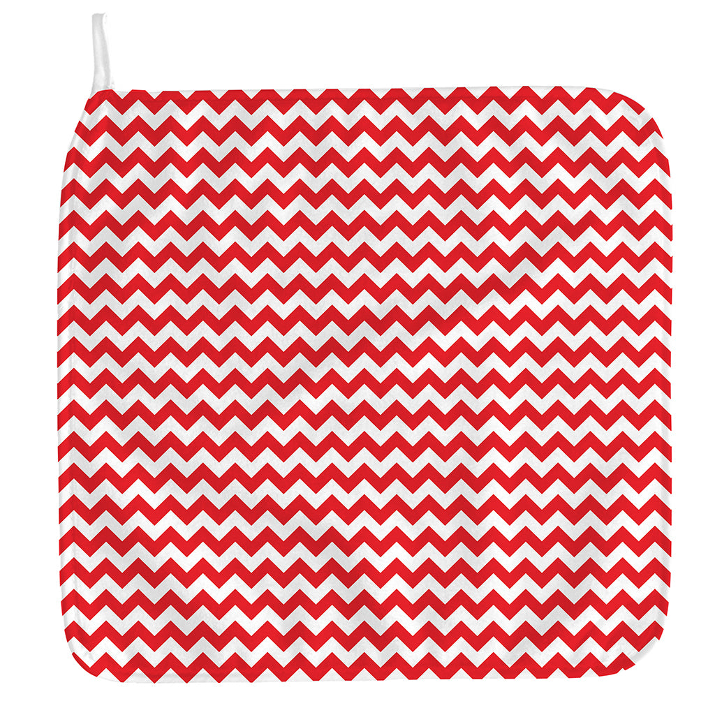 Red And White Chevron Pattern Print Hand Towel