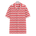 Red And White Chevron Pattern Print Hawaiian Shirt