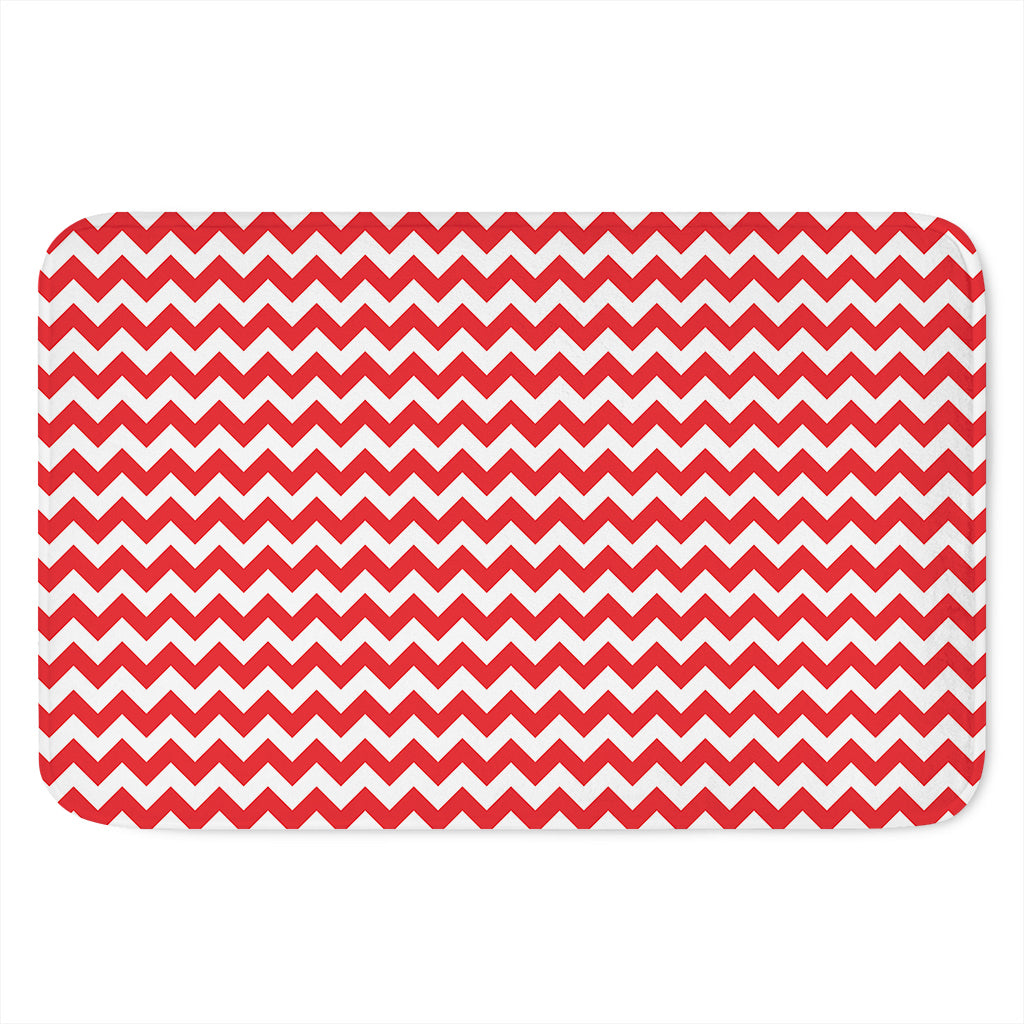 Red And White Chevron Pattern Print Indoor Door Mat