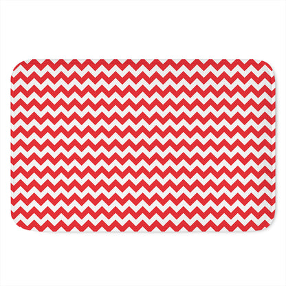 Red And White Chevron Pattern Print Indoor Door Mat
